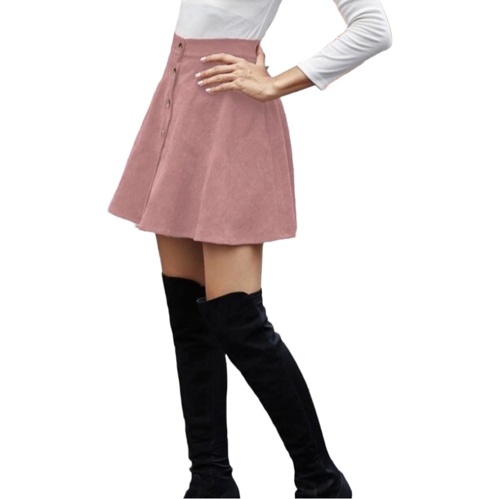 Shein Corduroy Button Front Flare A-Line Skirt - image 3